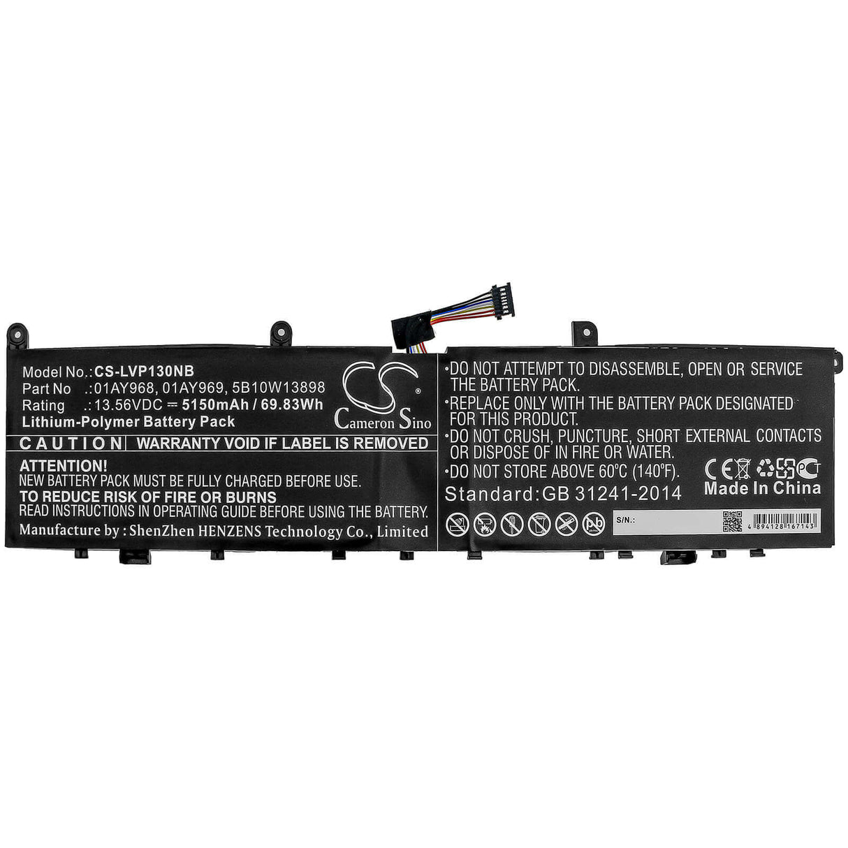 Battery For Lenovo, Thinkpad P1, Thinkpad P1 (20md0001ge), Thinkpad P1 (20md000dge) 13.56v, 5150mah - 69.83wh Notebook, Laptop Cameron Sino Technology Limited   