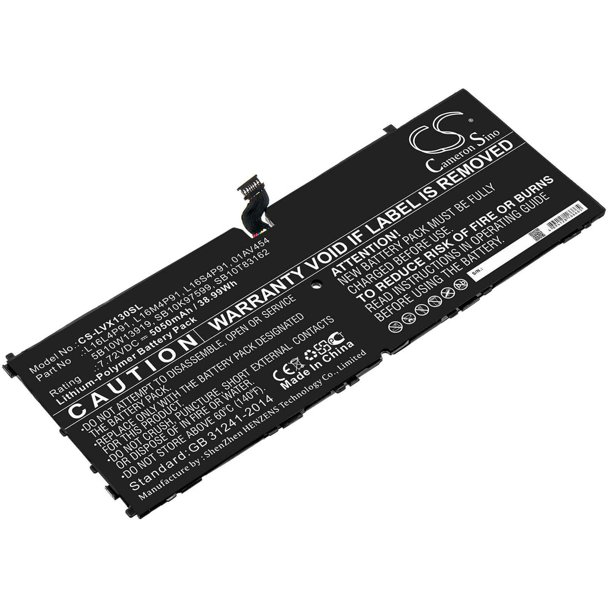 Battery For Lenovo, Thinkpad X1 3rd 7.72v, 5050mah - 38.99wh Tablet Cameron Sino Technology Limited   