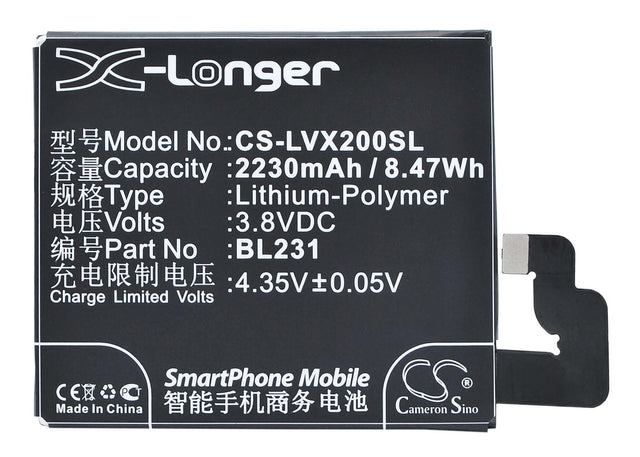 Battery For Lenovo Vibe X2, Vibe X2-to, Vibe X2-cu 3.8v, 2230mah - 8.47wh Mobile, SmartPhone Cameron Sino Technology Limited   