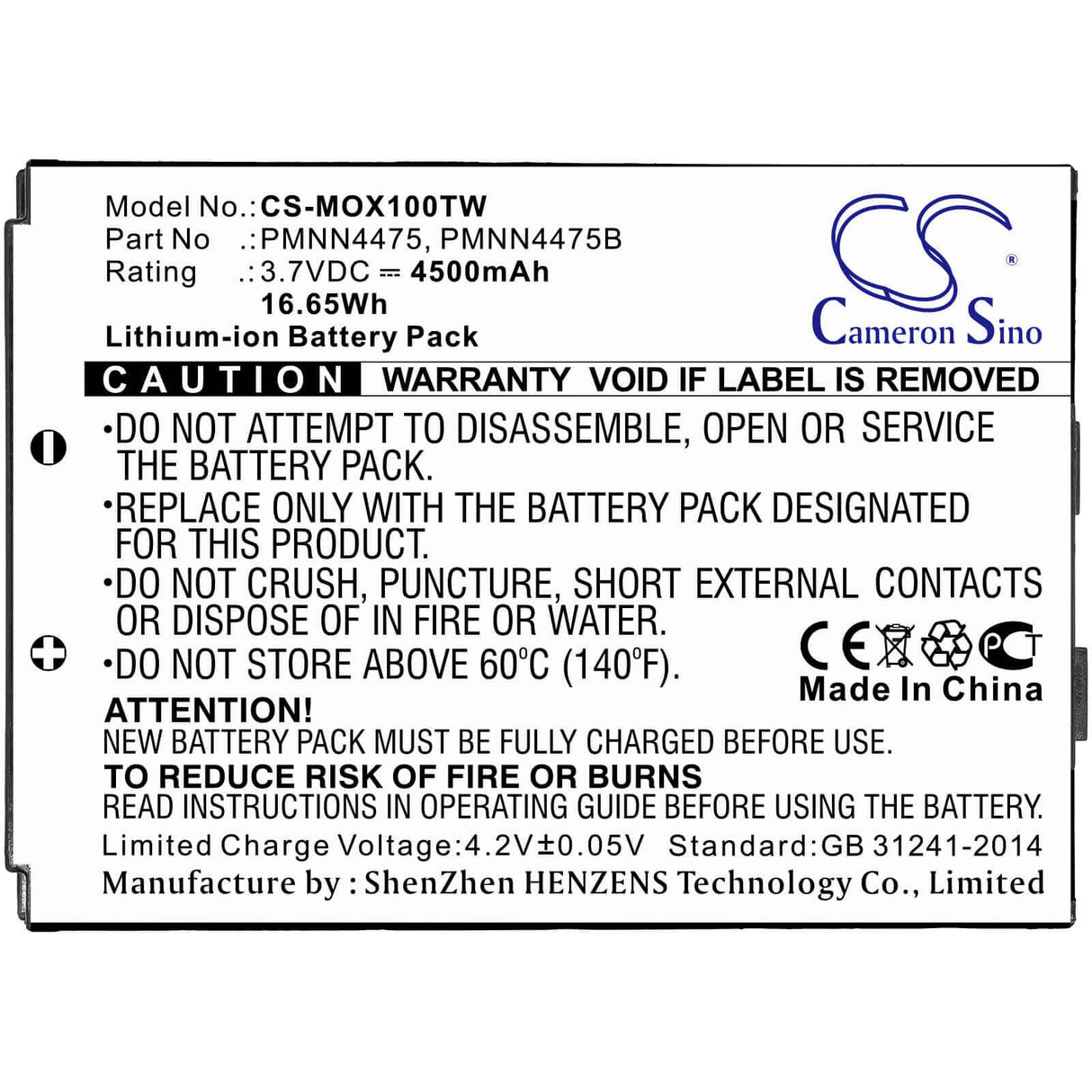 Battery For Lex, L10, L10i, L10ig 3.7v, 4500mah - 16.65wh Two-Way Radio Cameron Sino Technology Limited   