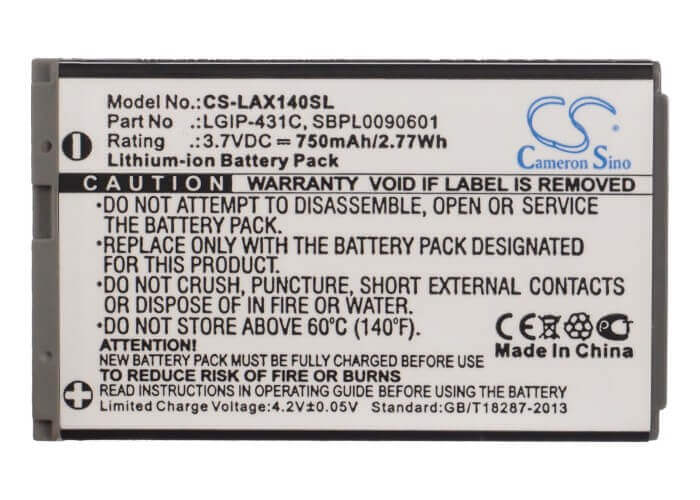 Battery For Lg Ax140, Ax150, Lx140 3.7v, 750mah - 2.78wh Mobile, SmartPhone Cameron Sino Technology Limited (Suspended)   