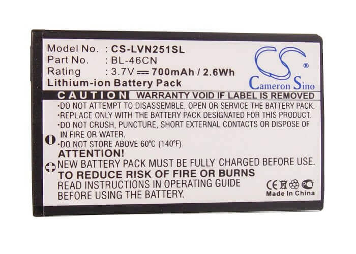 Battery For Lg Cosmos 2, Vn251, A340 3.7v, 700mah - 2.59wh Mobile, SmartPhone Cameron Sino Technology Limited   