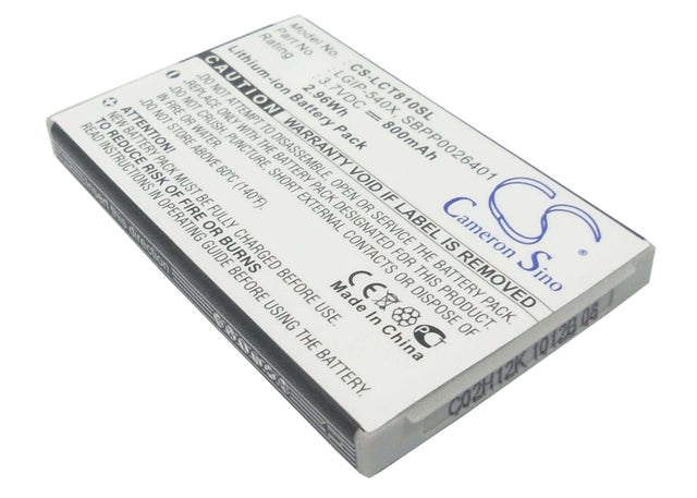 Battery For Lg Ct810, Ct810 Incite, Incite 3.7v, 800mah - 2.96wh Mobile, SmartPhone Cameron Sino Technology Limited   