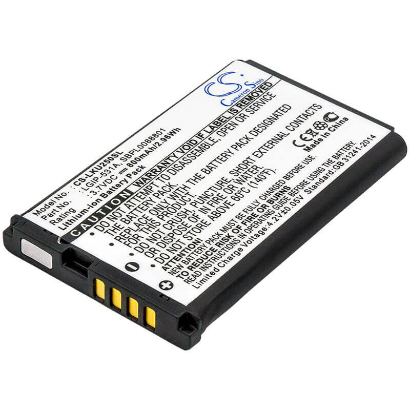 Battery For Lg Gb100, Gb101, Gb106 3.7v, 800mah - 2.96wh Mobile, SmartPhone Cameron Sino Technology Limited   