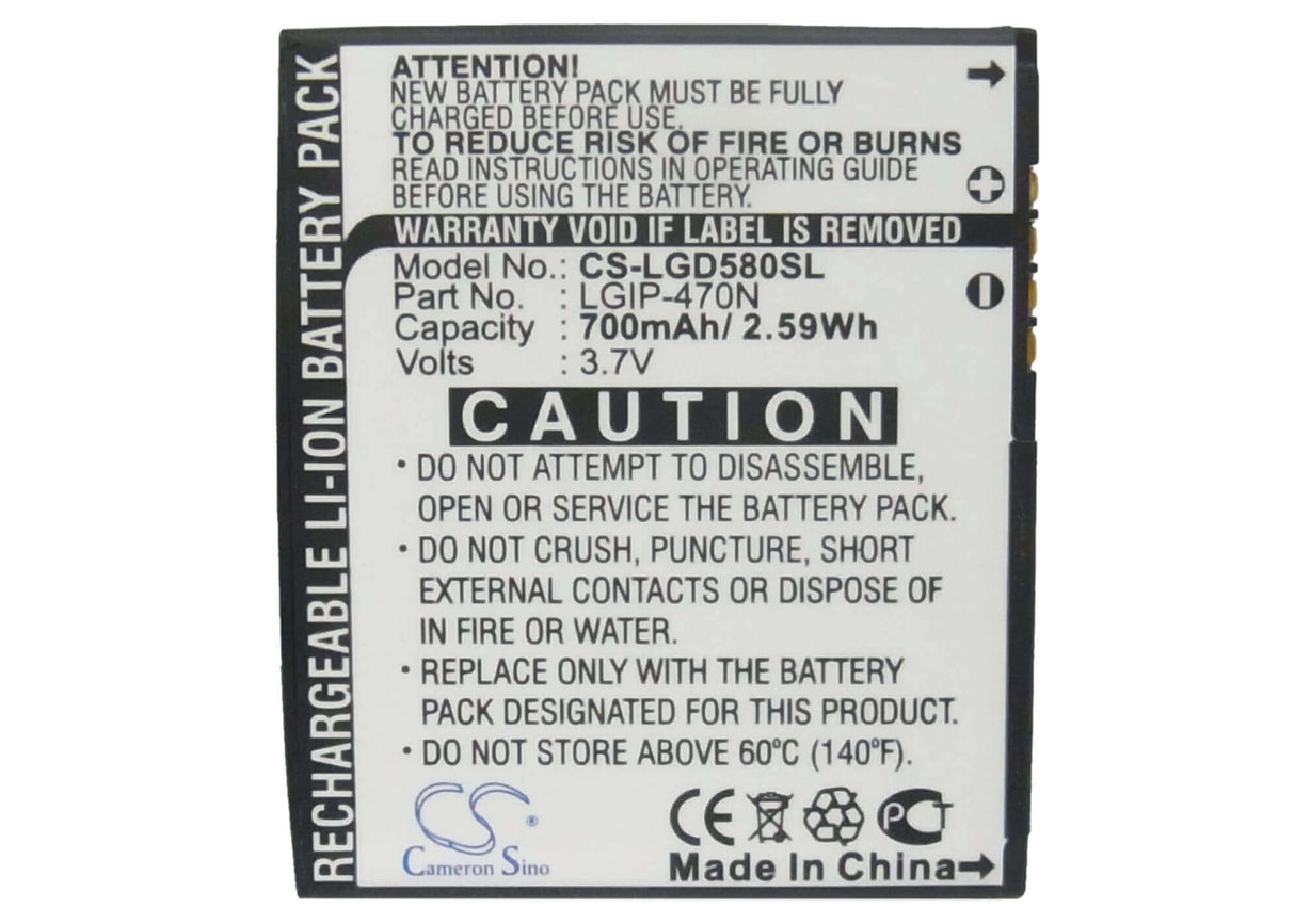 Battery For Lg Gd580, Gd580 Lollitop 3.7v, 700mah - 2.59wh Mobile, SmartPhone Cameron Sino Technology Limited   