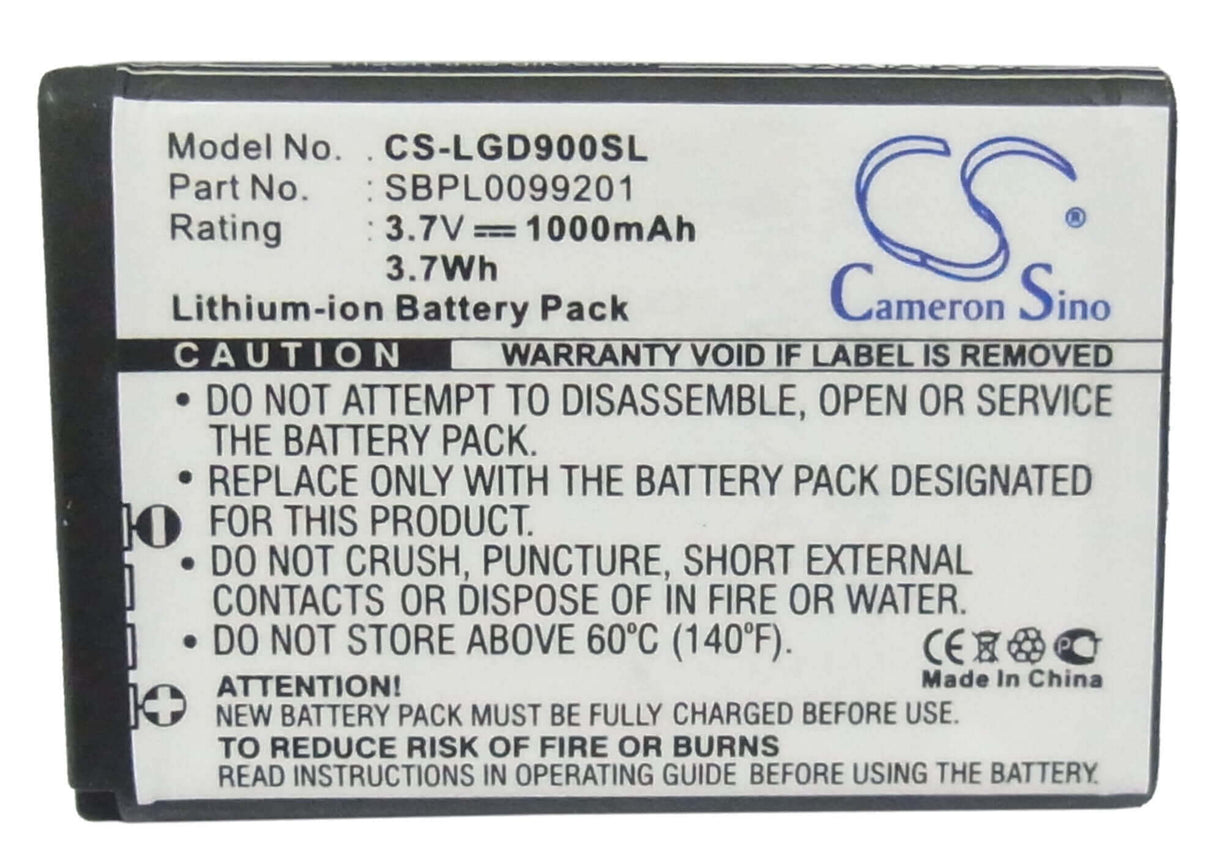 Battery For Lg Gd900, Gd900 Crystal, Bl40 Chocolate 3.7v, 1000mah - 3.70wh Mobile, SmartPhone Cameron Sino Technology Limited   