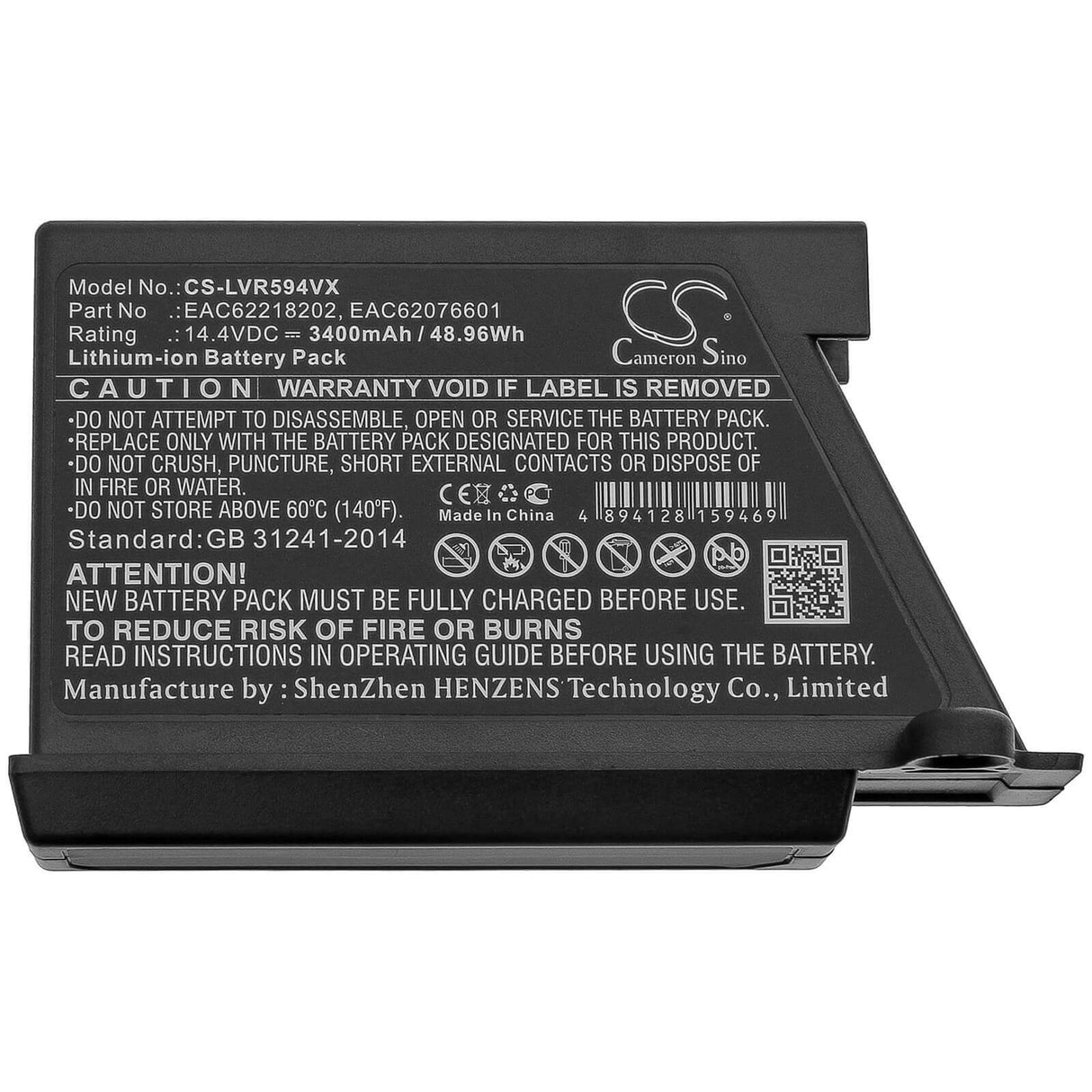 Battery For Lg, Hombot R66803vmnp, Hombot Vcarpetx, Hombot Vhombot1 14.4v, 3400mah - 48.96wh Vacuum Cameron Sino Technology Limited   