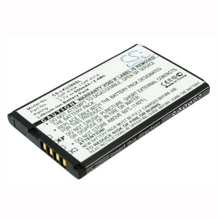 Battery For Lg Ku380, Kp100, Ce110 3.7v, 650mah - 2.41wh Mobile, SmartPhone Cameron Sino Technology Limited   