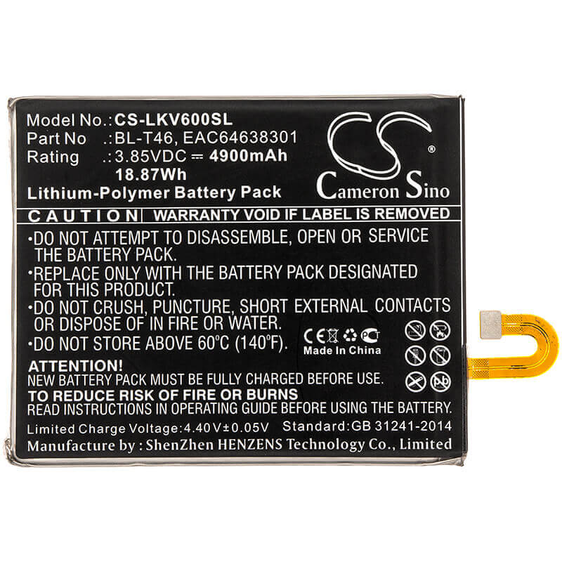 Battery For Lg, Lmv600am, Lmv600qm, Lmv600tm2x 3.85v, 4900mah - 18.87wh Mobile, SmartPhone Cameron Sino Technology Limited   