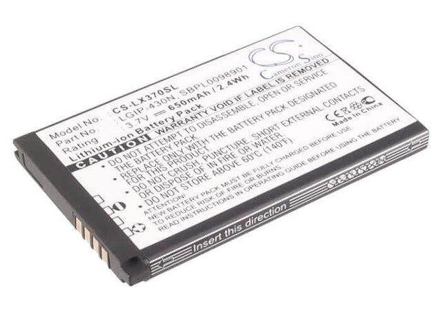 Battery For Lg Lx370, Lx370 Slider, Lx290 3.7v, 650mah - 2.41wh Mobile, SmartPhone Cameron Sino Technology Limited   