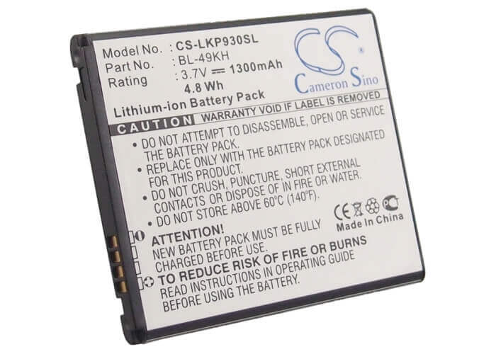 Battery For Lg Optimus Lte, Lu6200, Su640 3.7v, 1300mah - 4.81wh Mobile, SmartPhone Cameron Sino Technology Limited   