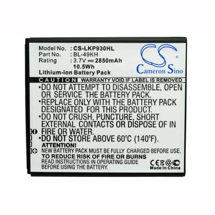 Battery For Lg Optimus Lte, Nitro Hd, P930 3.7v, 2850mah - 10.55wh Mobile, SmartPhone Cameron Sino Technology Limited   