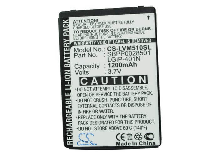 Battery For Lg Touch Ln510, Rumor Touch, Vm510 3.7v, 1200mah - 4.44wh Mobile, SmartPhone Cameron Sino Technology Limited (Suspended)   