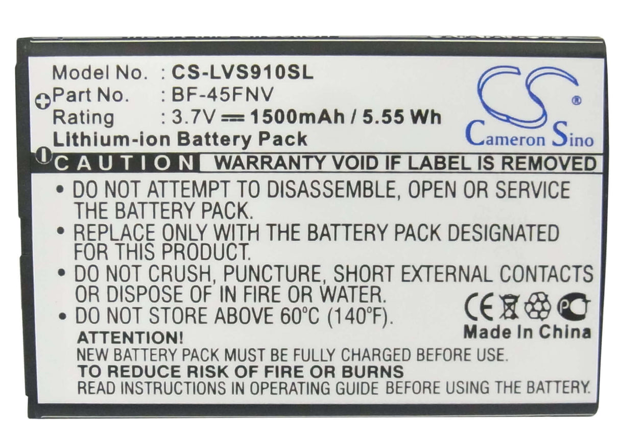 Battery For Lg Vs910, Revolution, Revolution 4g 3.7v, 1500mah - 5.55wh Mobile, SmartPhone Cameron Sino Technology Limited   