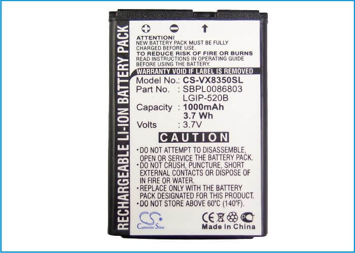 Battery For Lg Vx8350, Vx5200, Vx5400 3.7v, 800mah - 2.96wh Mobile, SmartPhone Cameron Sino Technology Limited   