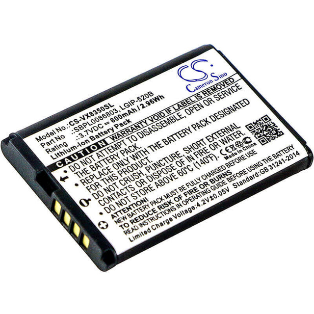 Battery For Lg Vx8350, Vx5200, Vx5400 3.7v, 800mah - 2.96wh Mobile, SmartPhone Cameron Sino Technology Limited   