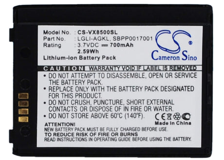 Battery For Lg Vx8500, Vx-8500, Vx8500r 3.7v, 700mah - 2.59wh Mobile, SmartPhone Cameron Sino Technology Limited   