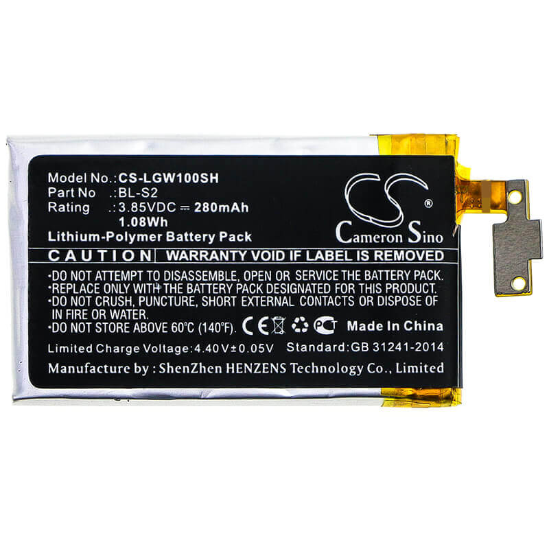 Battery For Lg, W100, Watch R, Watch Urbane 3g 3.85v, 380mah - 1.46wh Smartwatch Cameron Sino Technology Limited   