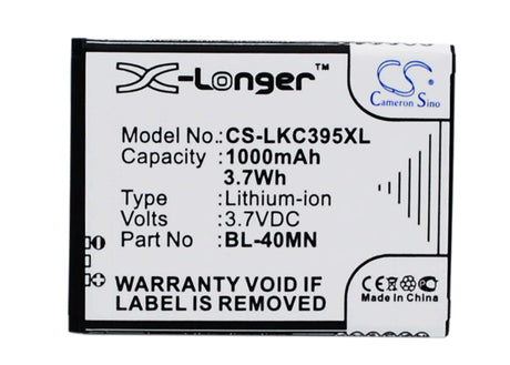 Battery For Lg Xpression C395, Xpression C395c, C395c 3.7v, 1000mah - 3.70wh Mobile, SmartPhone Cameron Sino Technology Limited   