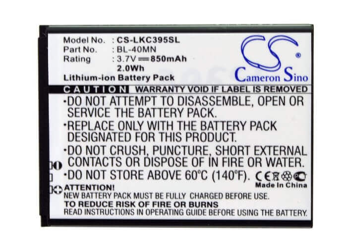 Battery For Lg Xpression C395, Xpression C395c, C395c 3.7v, 850mah - 3.15wh Mobile, SmartPhone Cameron Sino Technology Limited   