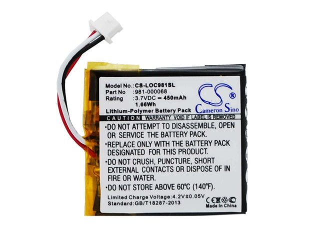 Battery For Logitech Clearchat Pc, 981-000068, 981-000069 3.7v, 450mah - 1.67wh Wireless Headset Cameron Sino Technology Limited   