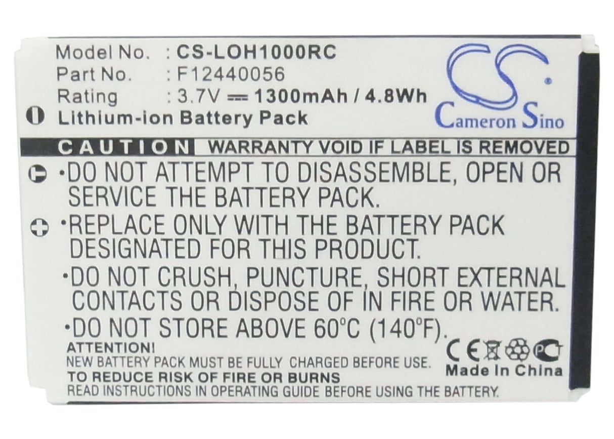 Battery For Logitech Harmony 1000 Remote, Harmony 1100 Remote, Harmony 1100i Remote 3.7v, 1300mah - 4.81wh Remote Control Cameron Sino Technology Limited   