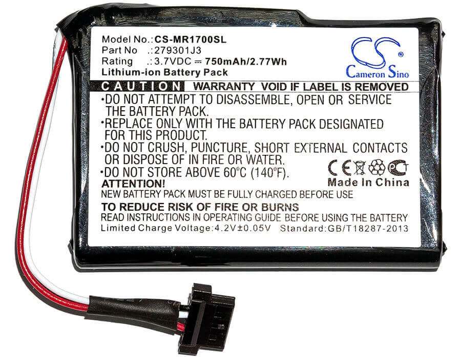 Battery For Magellan Roadmate 1700 3.7v, 750mah - 2.78wh GPS, Navigator Cameron Sino Technology Limited   