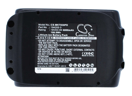 Battery For Makita, Bbo180, Bbo180z, Bcf201 18v, 6000mah - 108.00wh Power Tools Cameron Sino Technology Limited (Dangerous Goods)   