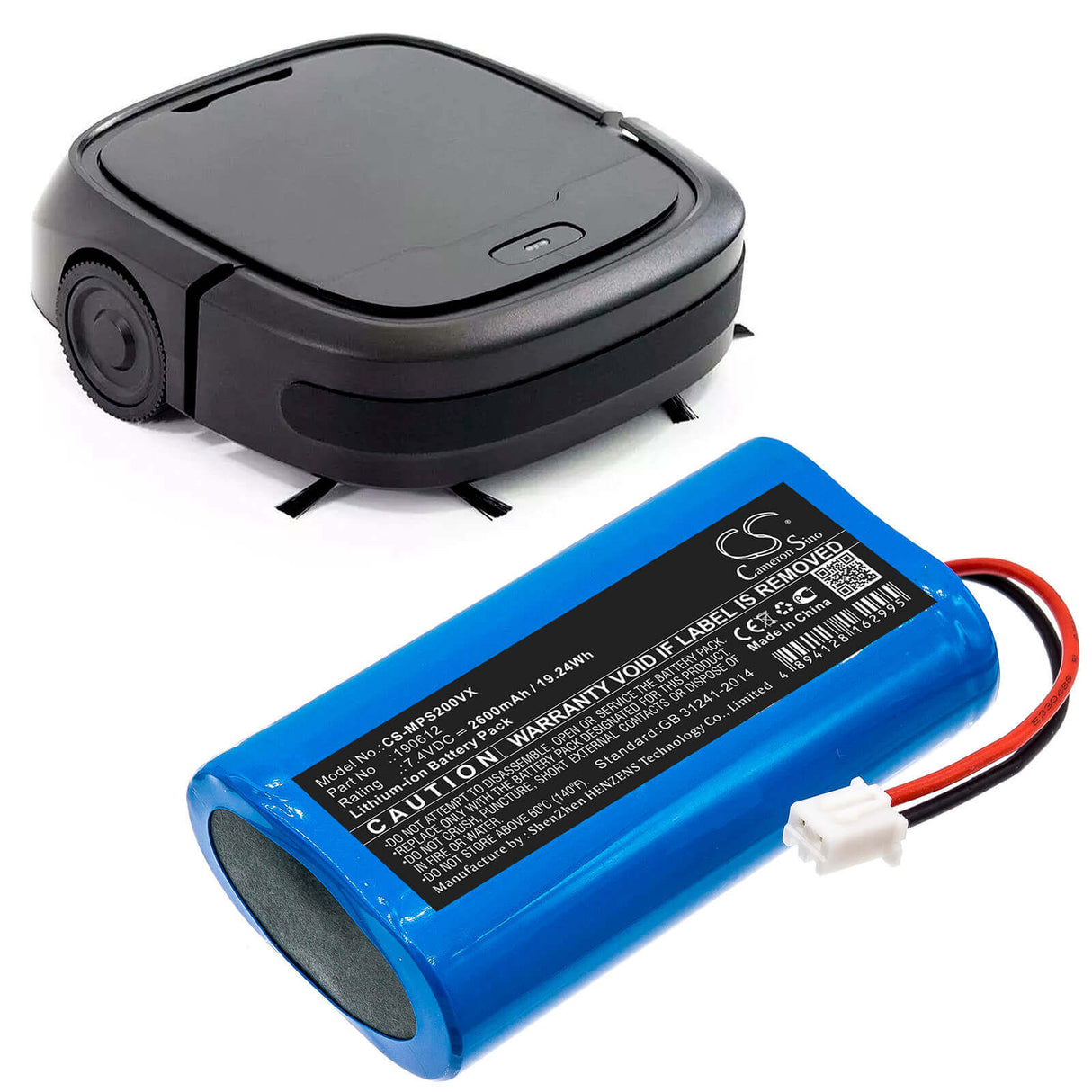 Battery For Mamibot, Provac, Plus, 2 7.4v, 2600mah - 19.24wh Vacuum Cameron Sino Technology Limited   