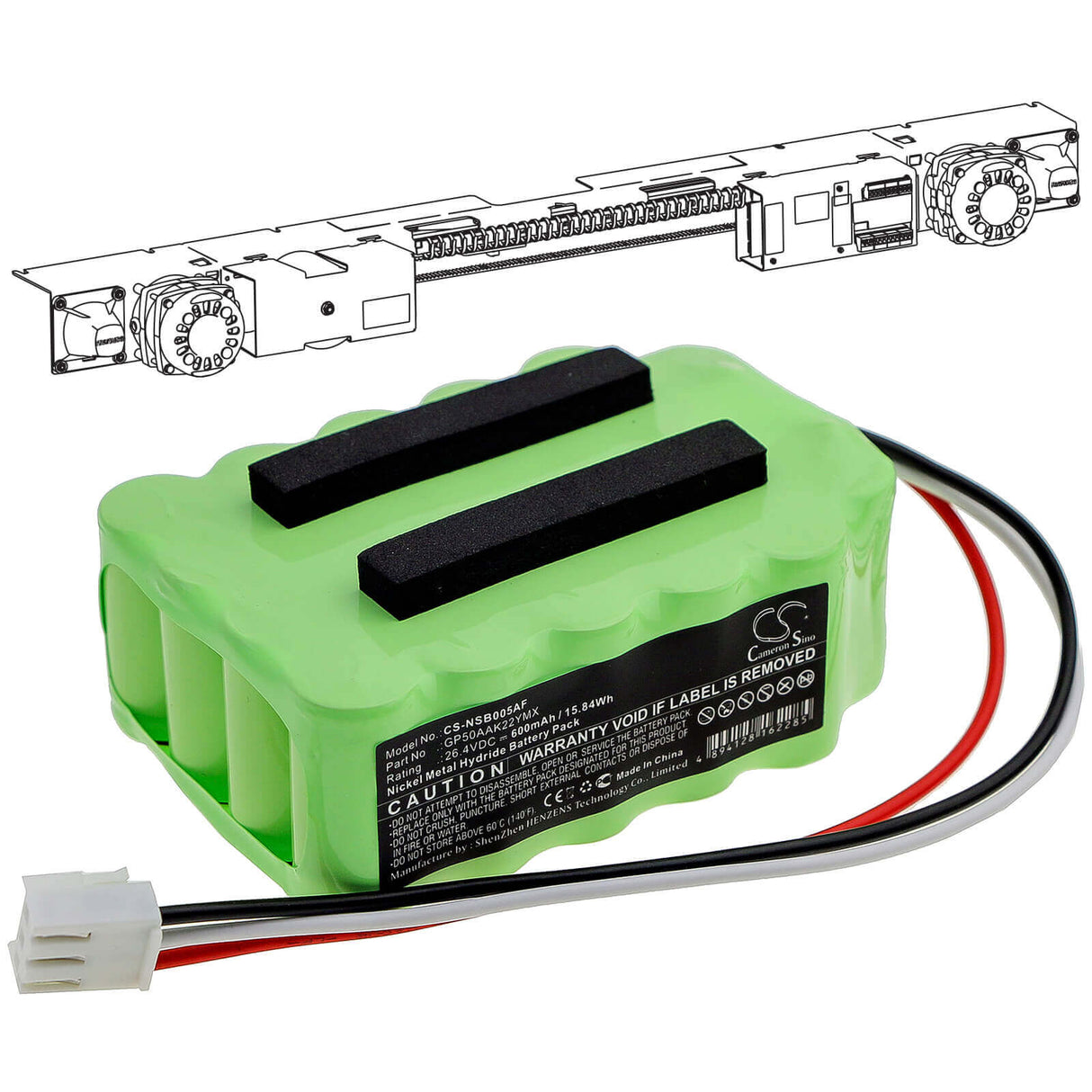 Battery For Manusa, 111360177, Gp50aak22ymx 26.4v, 600mah - 15.84wh Automatic Doors Cameron Sino Technology Limited   