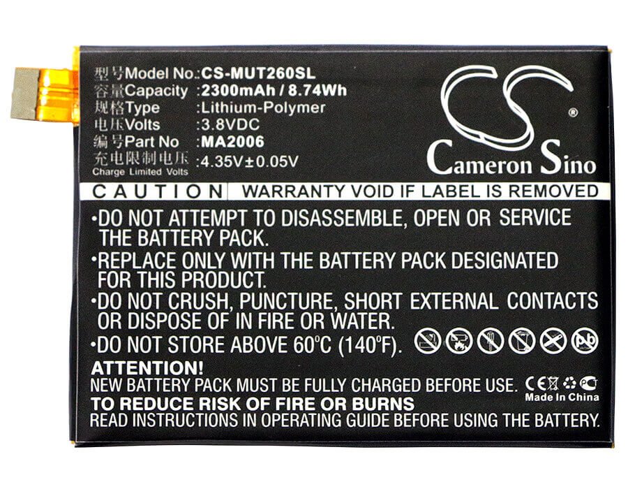 Battery For Meitu, Mk260 3.8v, 2300mah - 8.74wh Batteries for Electronics Cameron Sino Technology Limited   