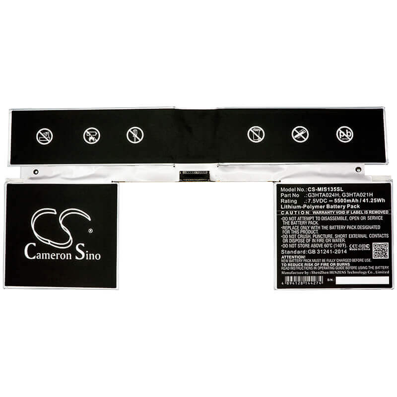 Battery For Microsoft, Surface113.5", Surface213.5" 7.5v, 5500mah - 41.25wh Tablet Cameron Sino Technology Limited   