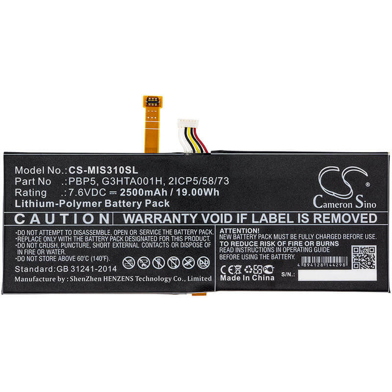 Battery For Microsoft, Surfacebook With Performance Base, 7.6v, 2500mah - 19.00wh Tablet Cameron Sino Technology Limited   