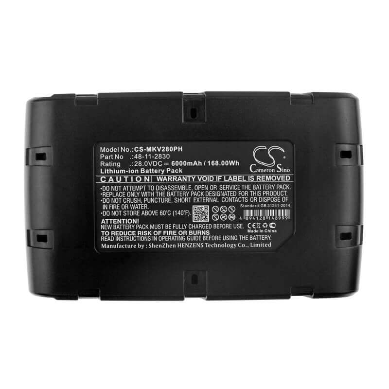 Battery For Milwaukee, 0721-20, 0721-21, 0726-22 28v, 6000mah - 168.00wh Power Tools Cameron Sino Technology Limited (Dangerous Goods)   