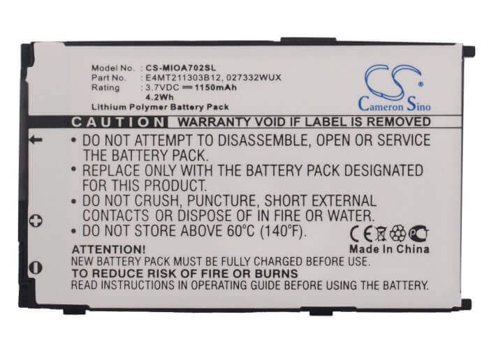 Battery For Mitac Mio A702 3.7v, 1150mah - 4.26wh Mobile, SmartPhone Cameron Sino Technology Limited (Suspended)   