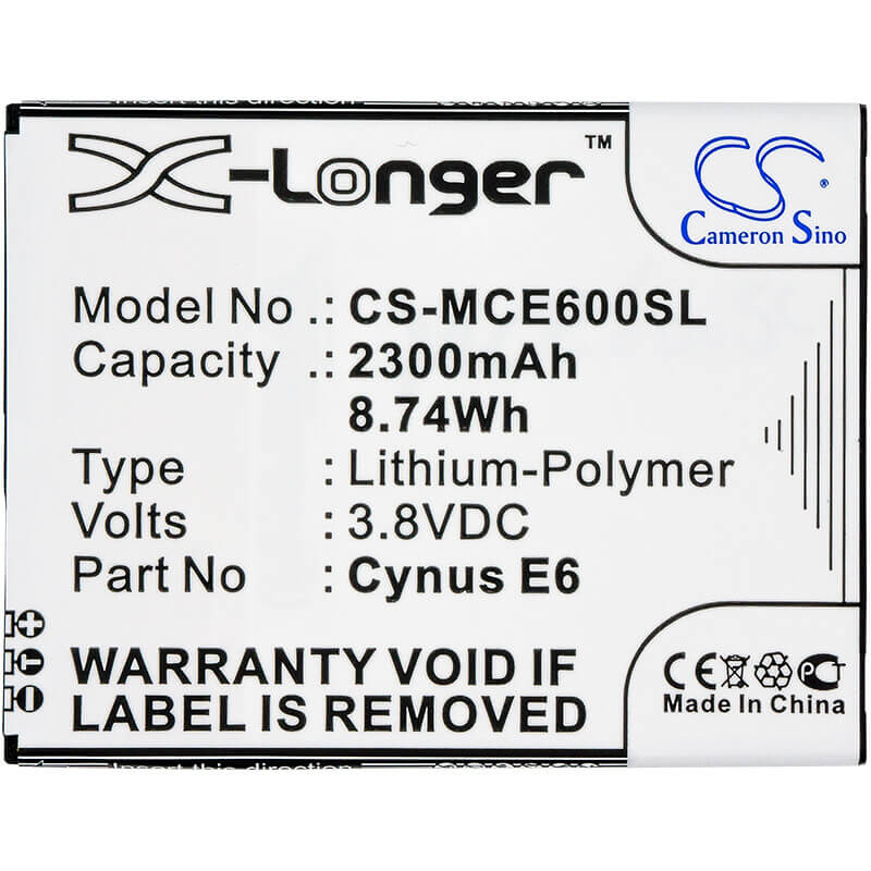 Battery For Mobistel Cynus E6 3.8v, 2300mah - 8.74wh Batteries for Electronics Cameron Sino Technology Limited   