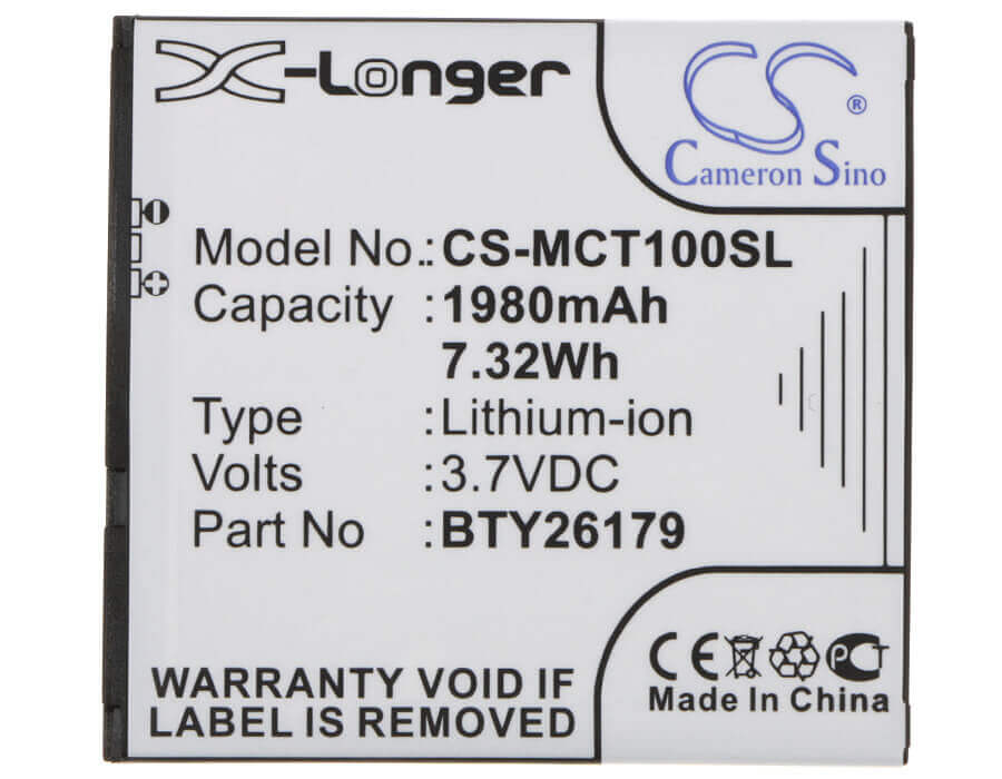 Battery For Mobistel Cynus T1 3.7v, 1980mah - 7.33wh Batteries for Electronics Cameron Sino Technology Limited   