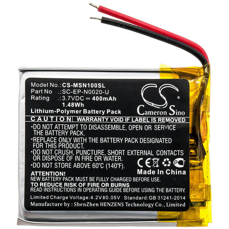 Battery For Monster, Ncredible 1, Ncredible Ntune, 3.7v, 400mah - 1.48wh Batteries for Electronics Cameron Sino Technology Limited   