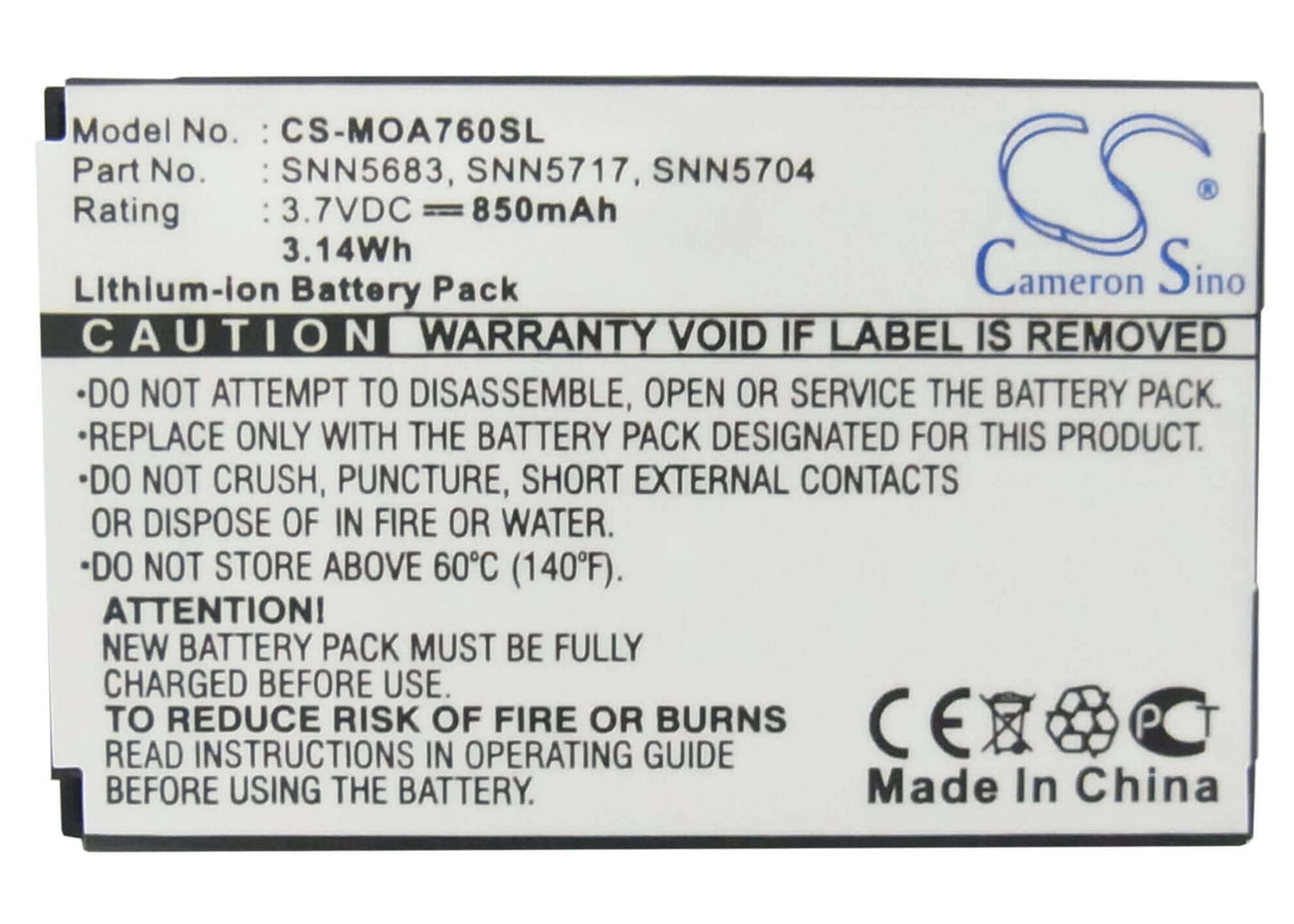 Battery For Motorola A760, V300, V400 3.7v, 850mah - 3.15wh Mobile, SmartPhone Cameron Sino Technology Limited   