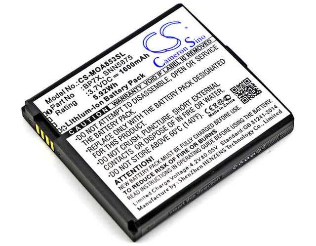 Battery For Motorola, A855 Sholes Android, A954, A955 Droid 2 3.7v, 1600mah - 5.92wh Mobile, SmartPhone Cameron Sino Technology Limited   