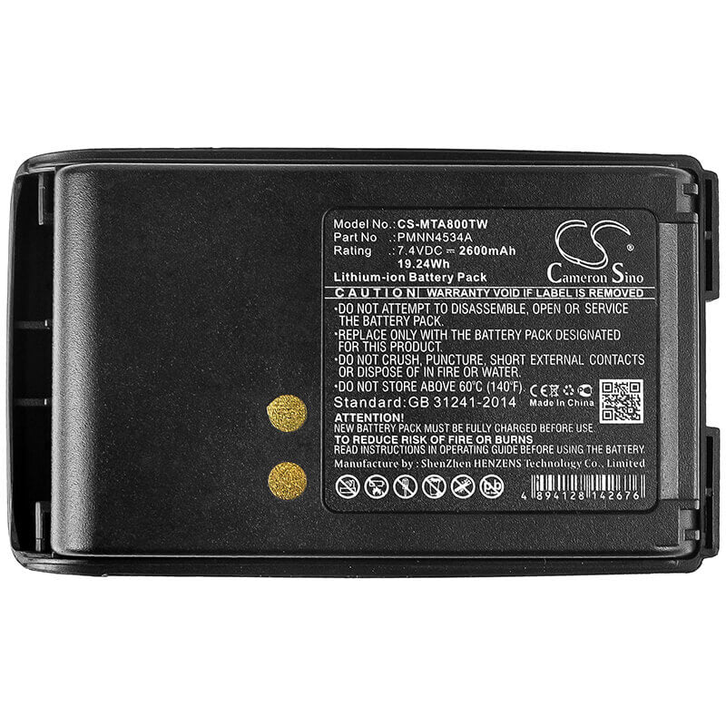 Battery For Motorola, Mag One A8, Mag One A8d 7.4v, 2600mah - 19.24wh Two-Way Radio Cameron Sino Technology Limited   