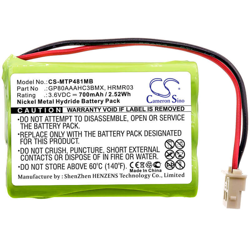 Battery For Motorola, Mbp481, Mbp482 3.6v, 700mah - 2.52wh BabyPhone Cameron Sino Technology Limited   