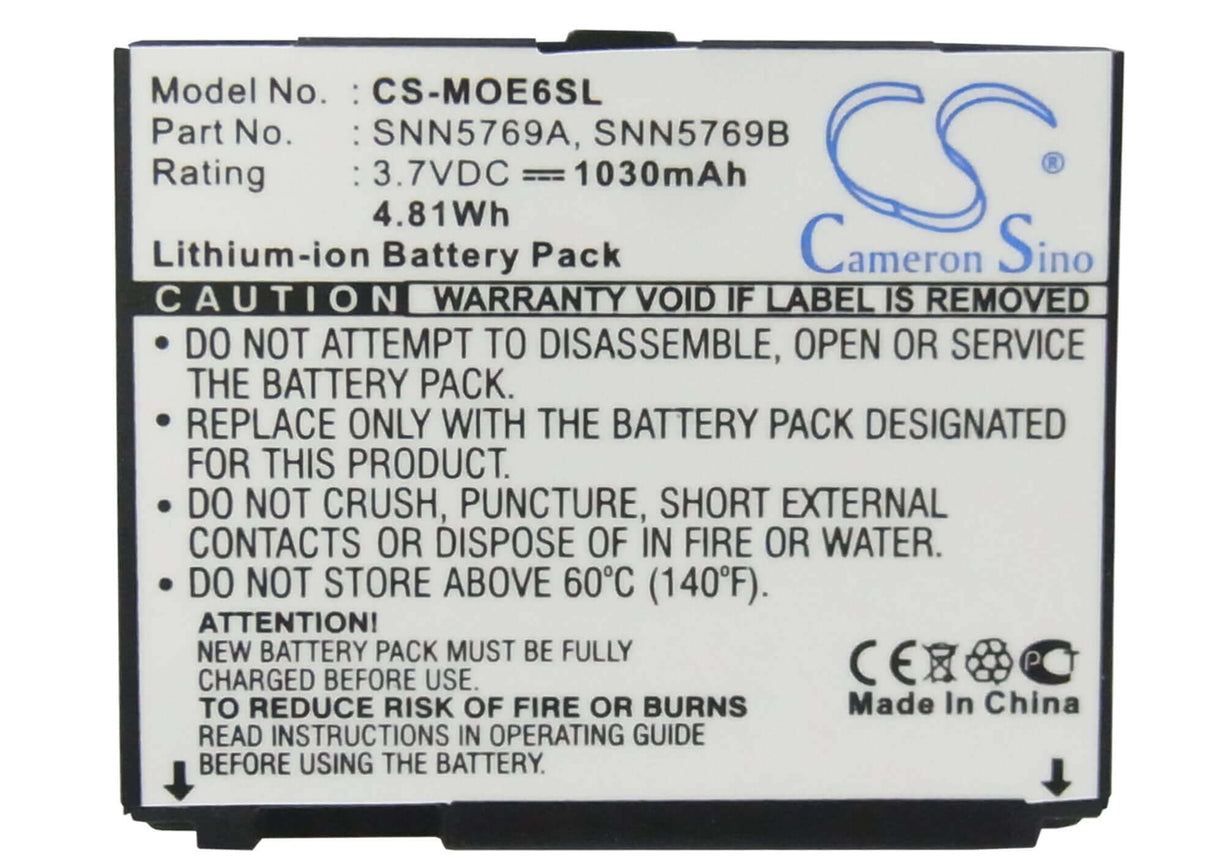 Battery For Motorola Motorokr E6 3.7v, 1030mah - 3.81wh Mobile, SmartPhone Cameron Sino Technology Limited (Suspended)   