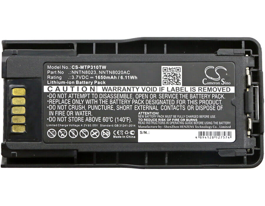 Battery For Motorola Mtp3100, Mtp3200, Mtp3250 3.7v, 1650mah - 6.11wh Two-Way Radio Cameron Sino Technology Limited   