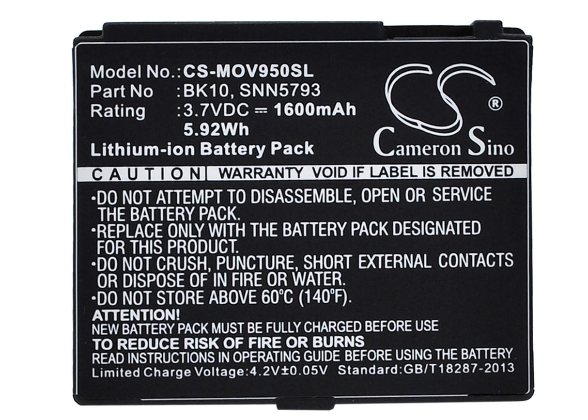 Battery For Motorola V950 Renegade, I296, I465 Clutch 3.7v, 1600mah - 5.92wh Mobile, SmartPhone Cameron Sino Technology Limited   