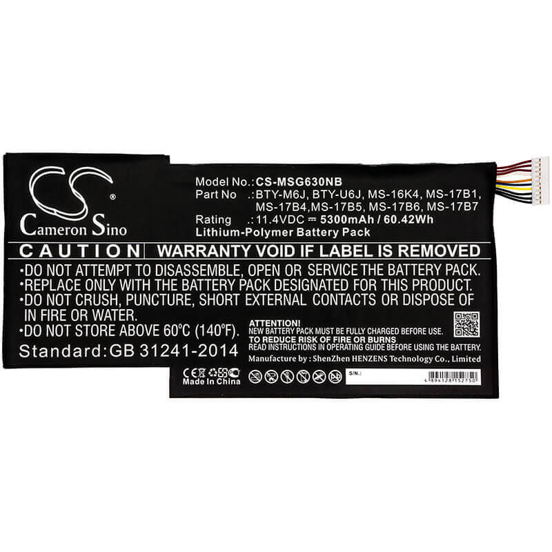 Battery For Msi, 0016k2-213, 0016k2-214, 0016k2-468 11.4v, 5300mah - 60.42wh Notebook, Laptop Cameron Sino Technology Limited   