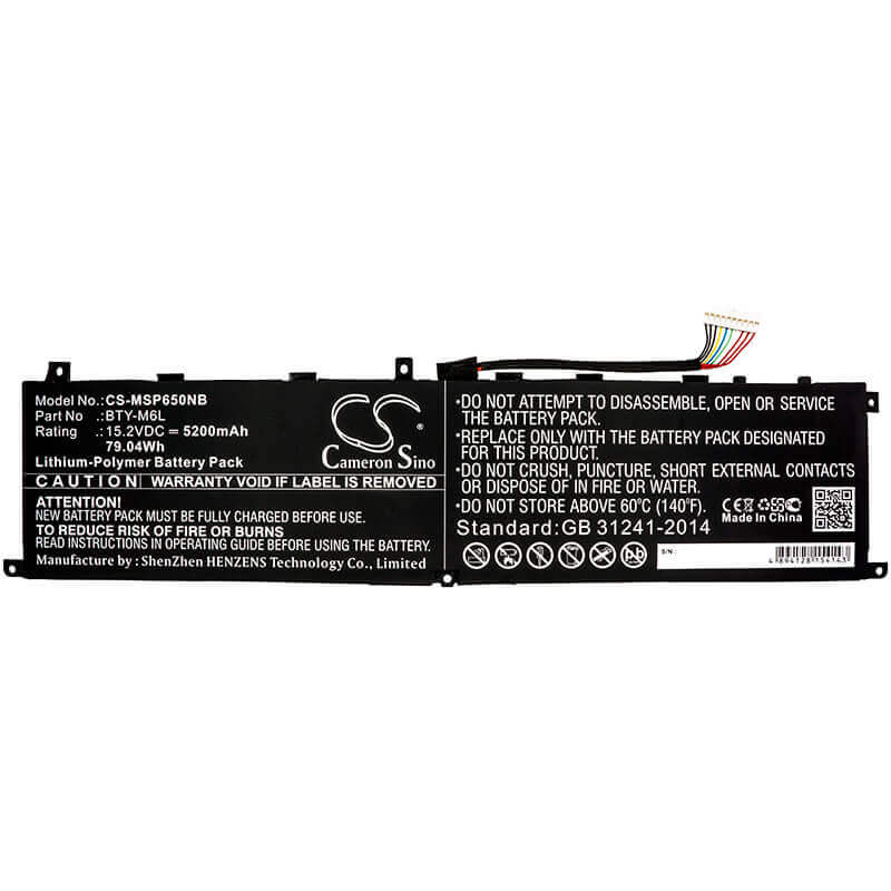 Battery For Msi, Gs65, Gs65 Stealth Thin, Gs65 Stealth Thin 9re-051us 15.2v, 5200mah - 79.04wh Notebook, Laptop Cameron Sino Technology Limited   