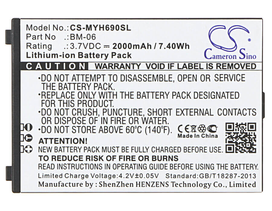 Battery For Myphone Hammer Iron, H-smart 3.7v, 2000mah - 7.40wh Mobile, SmartPhone Cameron Sino Technology Limited   