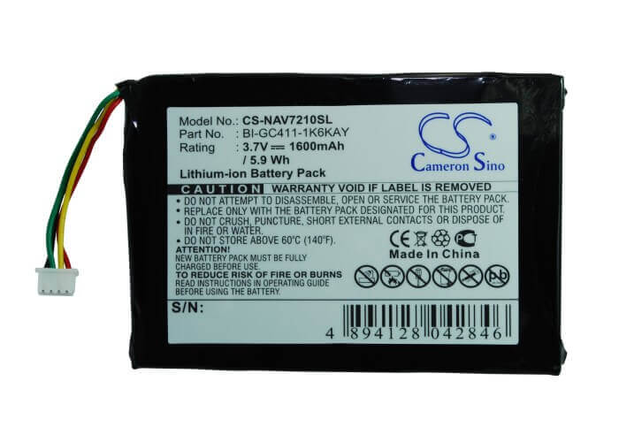 Battery For Navigon 7210, 7310, 3.7v, 1600mah - 5.92wh GPS, Navigator Cameron Sino Technology Limited   