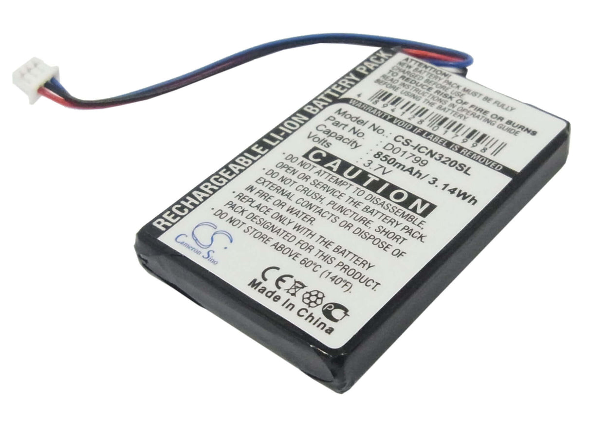 Battery For Navman Icn320, Icn330, 3.7v, 850mah - 3.15wh GPS, Navigator Cameron Sino Technology Limited   